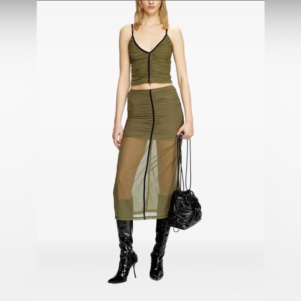 Diesel Khaki Sheer Skirt Set